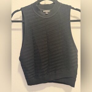 Express Black Ribbed Crop Top